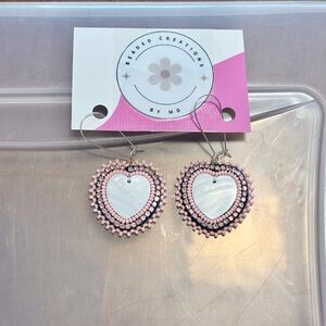 Handmade Beaded Mother Of Pearl Shell Earrings